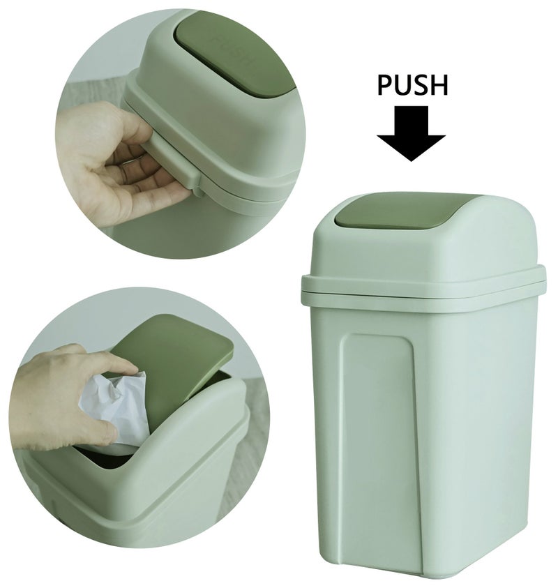 Teyyvn 7 Liter / 1.8 Gallon Plastic Trash Can, Small Garbage Can with Swing Lid (Green) - Image 5